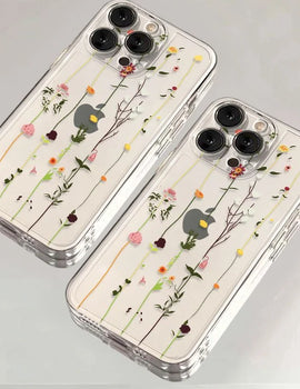 Flower Clear Phone Case for iPhone 16 15 14 Pro Max 15 14 16 Plus Mini Transparent Shockproof Back Cover