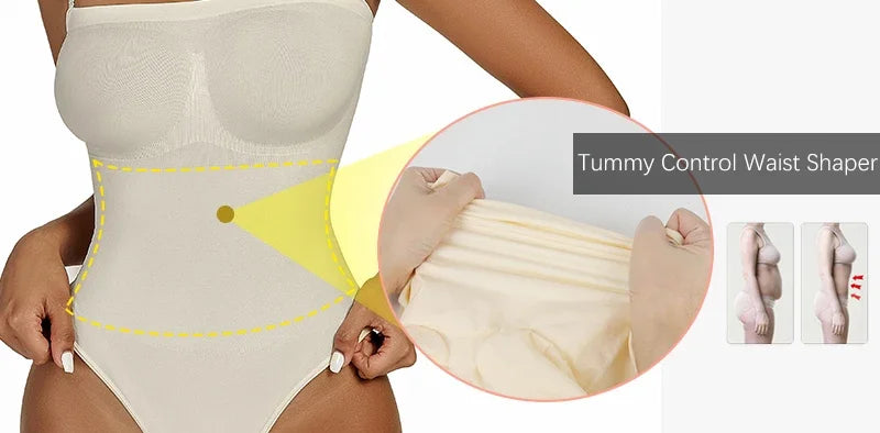 Women Tummy Control Thong Bodysuit – Slimming Compression Shapewear
