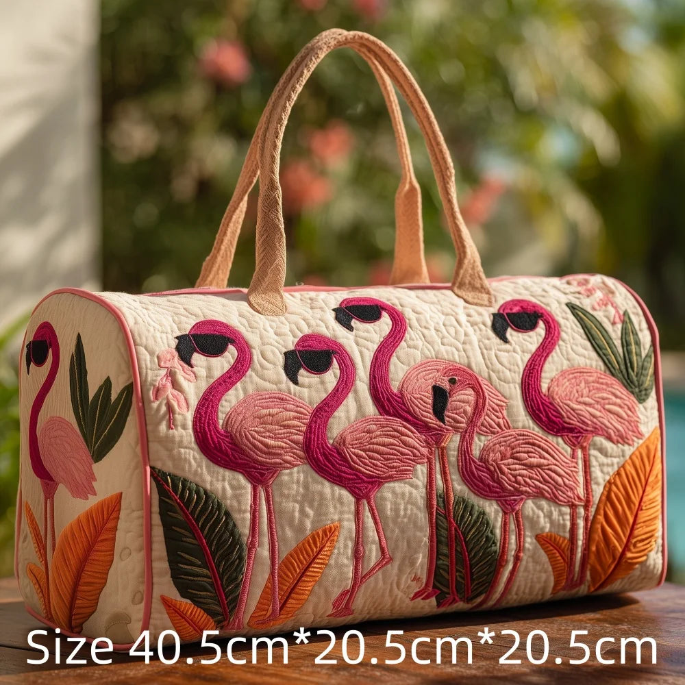 Hot Sale 3D Quilted Flamingo Bag Women Weekender Bag Tropical Palm Leaves Travel Tote Overnight Beach Vacation Carry On Bags