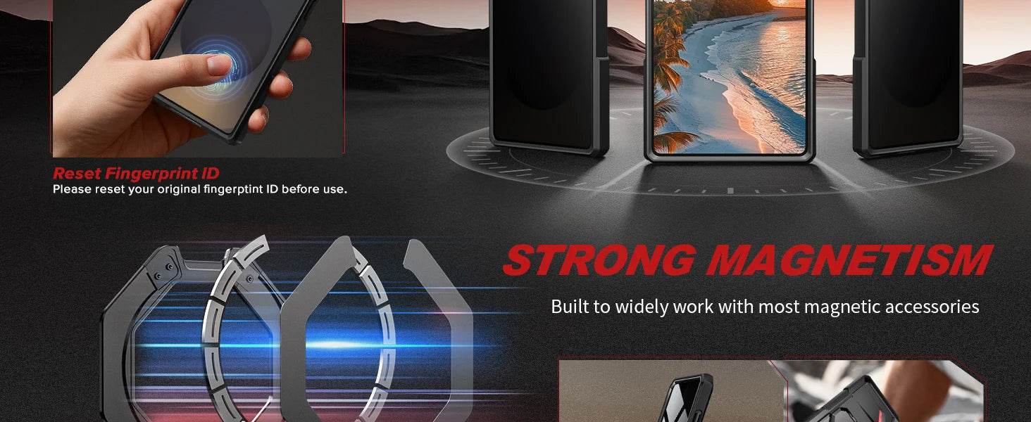 Case for Samsung Galaxy S25 Ultra with Privacy Screen Protector, MagSafe-Compatible Ring Stand, and Rugged Slim Design