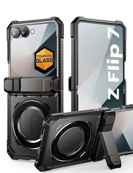 For Samsung Galaxy Z Flip 7 Case UB Grip Military-Grade Rugged Back Phone Case with Stand & Front Screen Protector
