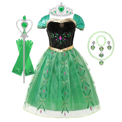 Disney Frozen Anna Dress Children Christmas New Year Princess Dress Girl Fancy Birthday Carnival Party Gown Children Clothes