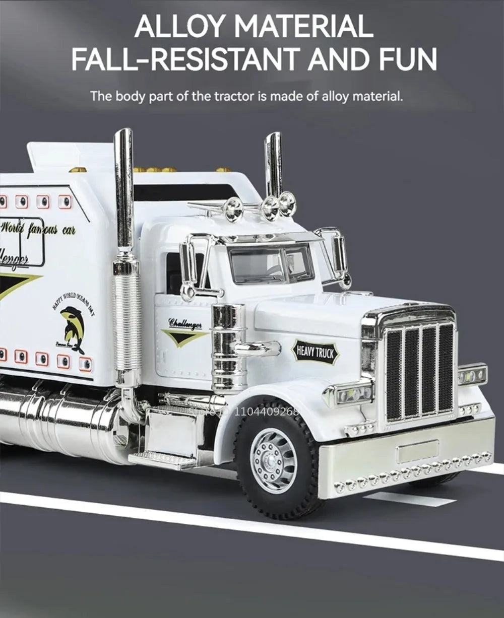 1:24 PETERBILT 389 Truck Toy Walking Tractor Car Model Alloy Die-cast Sound Light Vehicle Models Interior Decoration Present