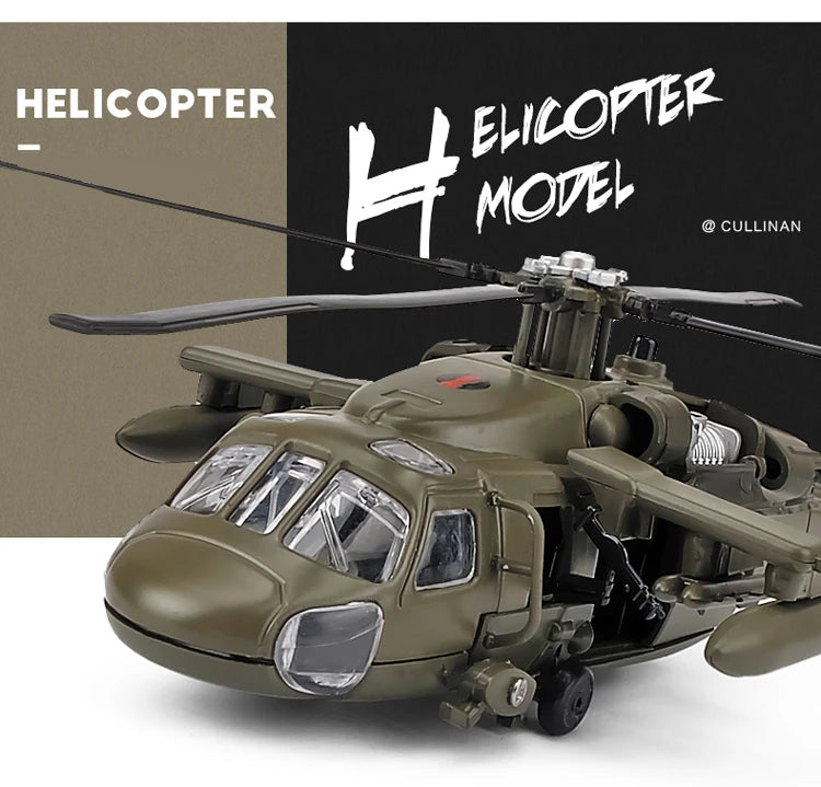 UH60 Hawk Utility Helicopter Metal Model Aircraft Sound and Light Display Toy