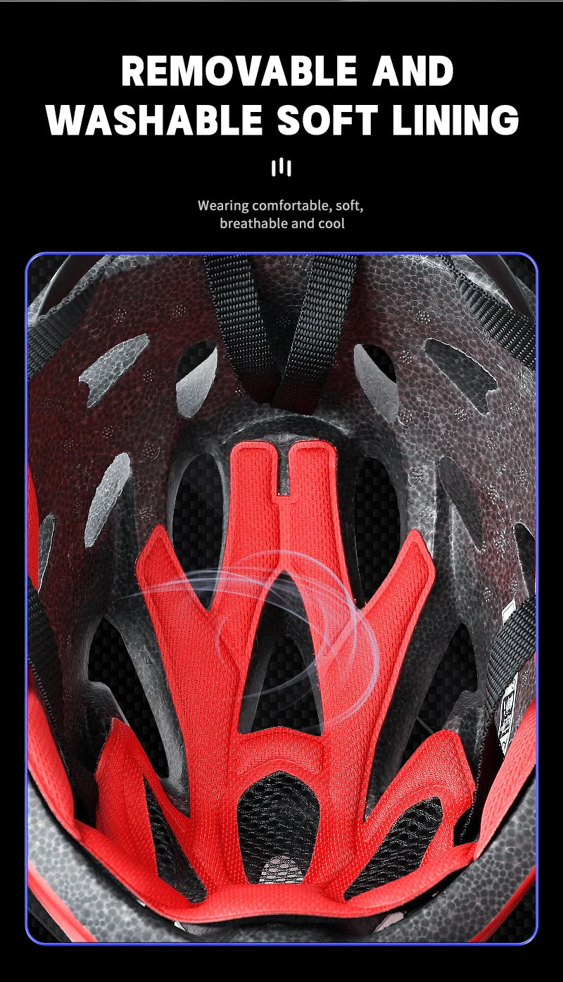 Ultra Lightweight Cycling Helmet With Magnetic Goggles And LED Rear Light