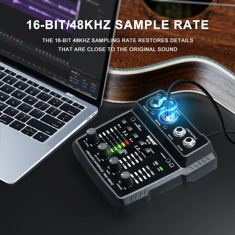M12 2 Channel USB Audio Interface for Recording and Streaming