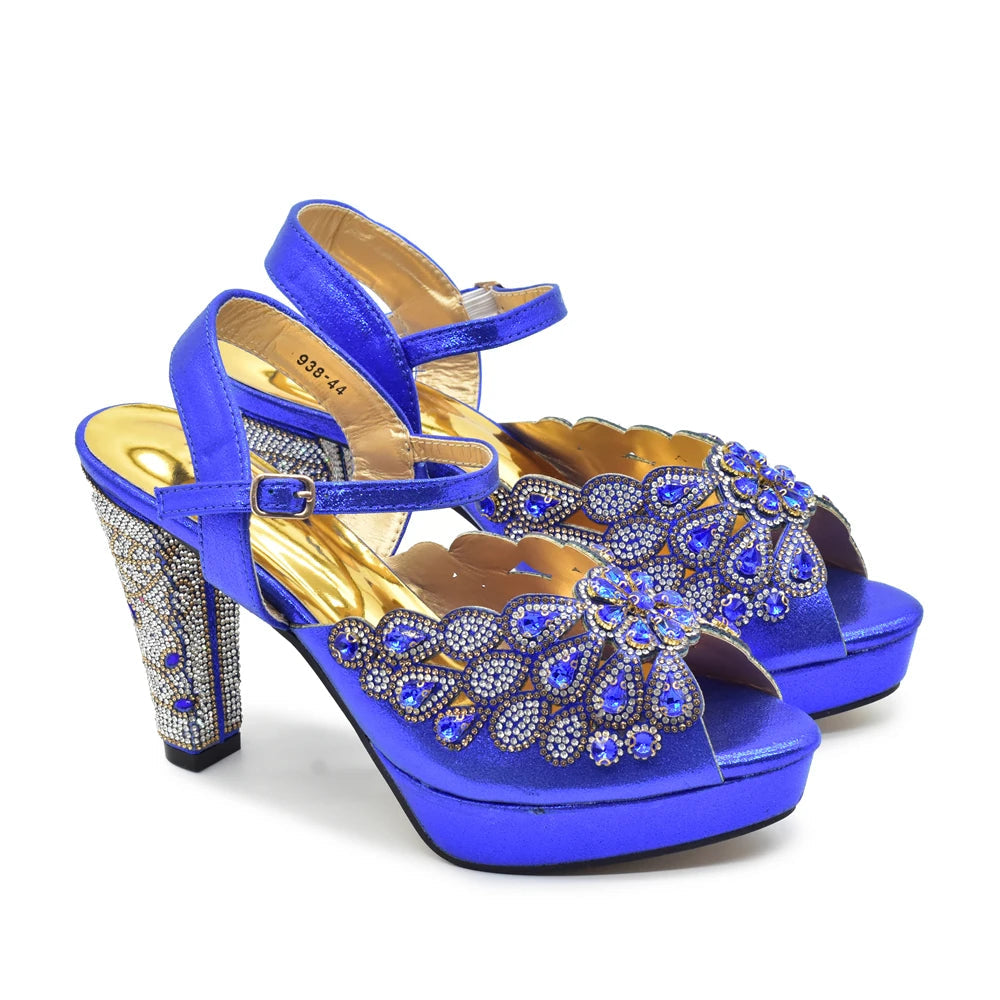 New Arrival Women's Wedding Pumps Decorated with Rhinestone Fashion Design for Nigeria Wedding Party Ladies Shoes Elegant Pumps