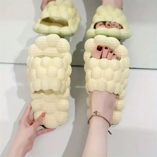 Massage Bubble Slides, Solid Color Non-slip Toe Slippers