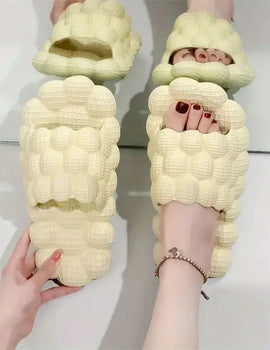 Massage Bubble Slides, Solid Color Non-slip Toe Slippers