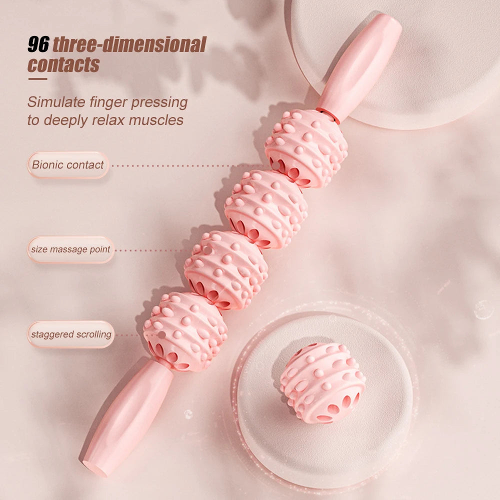 Leg Massage Apparatus, Massage Bar Muscle Relax Point Press Massager, Massage Ball Roller Pressure Point Massage 4 Ball Edition