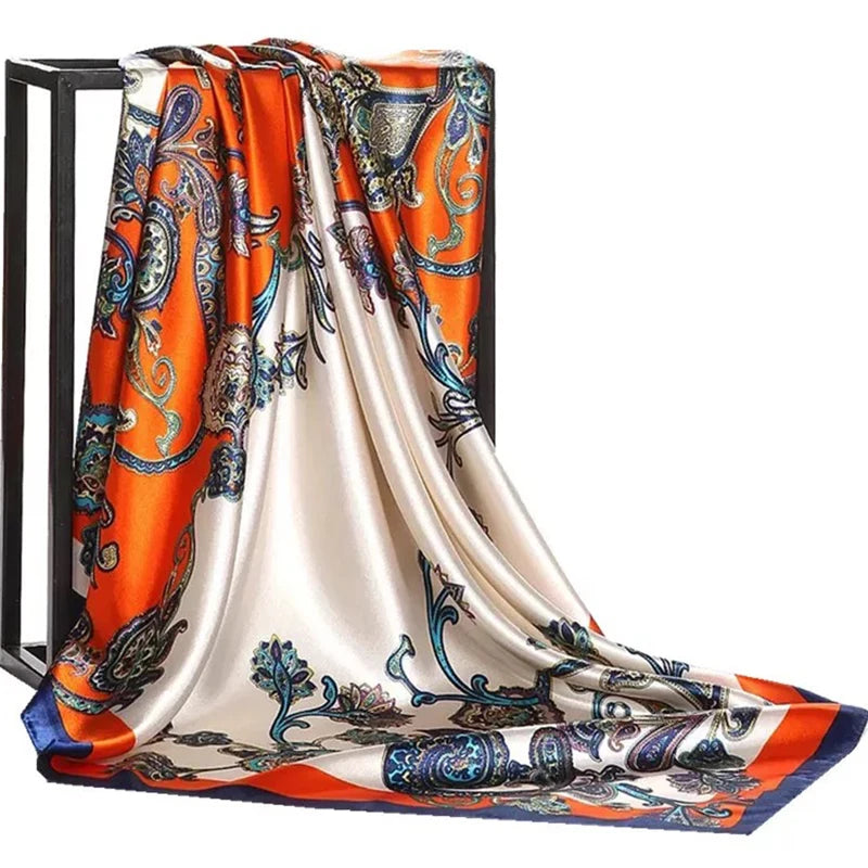 Scarves For Women Print Silk Satin Head Scarf Female Luxury Brand Square Shawl Large Hijab Scarfs
