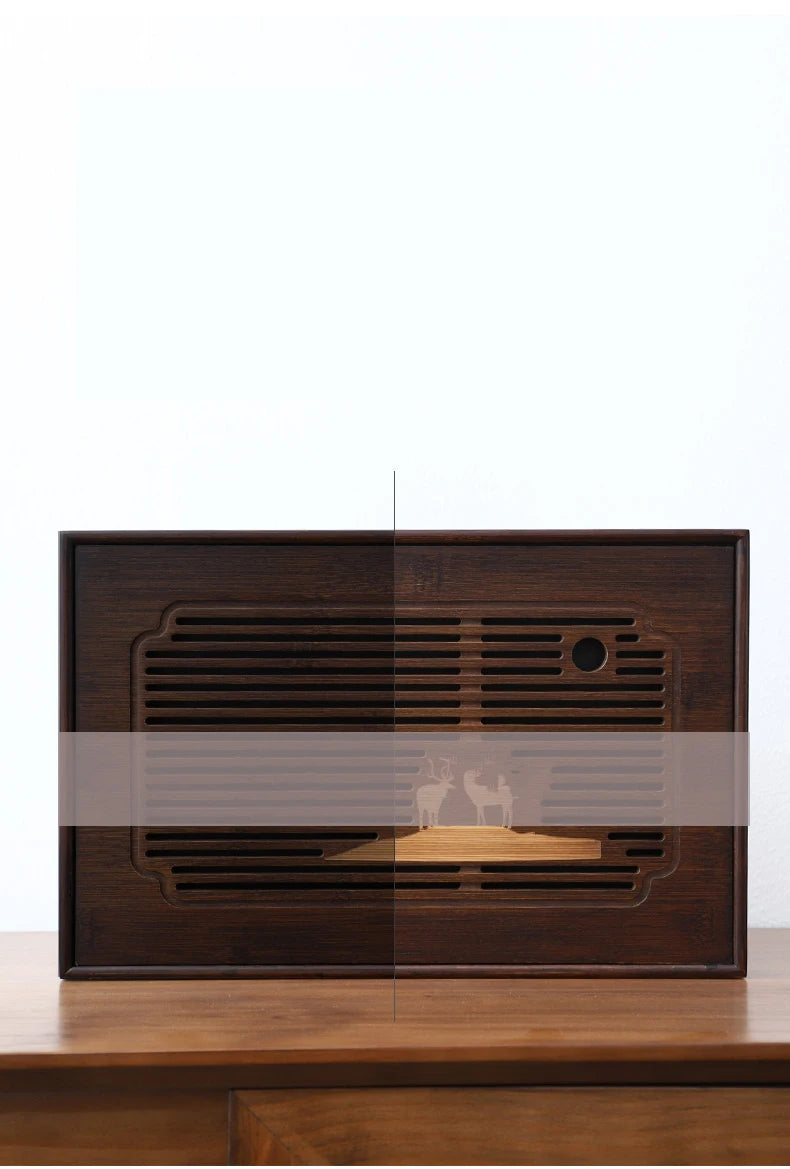 Chinese Natural Bamboo Tea Tray Water Storage Kung Fu Tea Set Household Rectangular Tea Board Chinese Tea Storage Tray