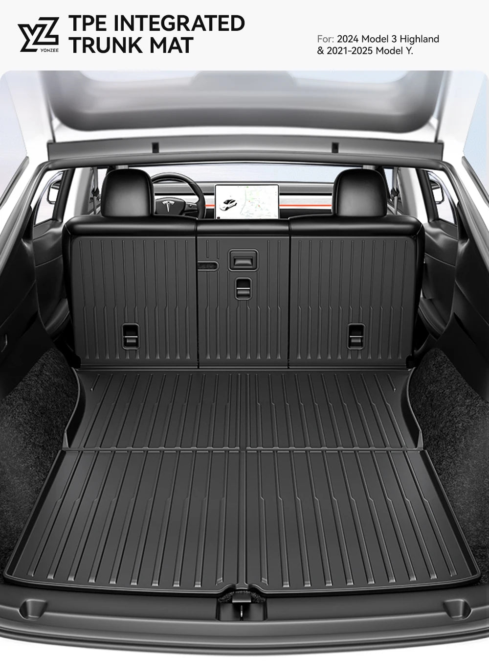 TPE Trunk Mat for Tesla Model 3 and Model Y Highland 2021 2026 Waterproof Cargo Liner