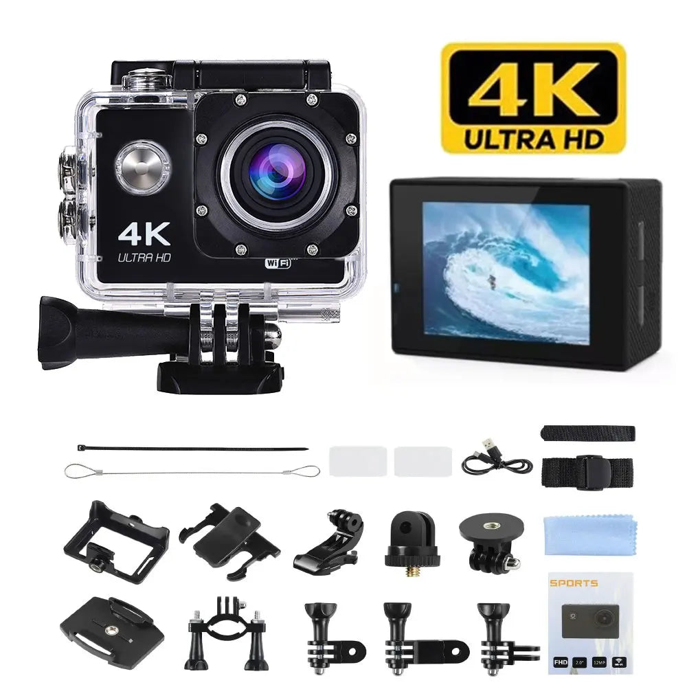 4K WiFi Sports Action Camera Mini Waterproof DV Camcorder Outdoor Sport Bicycle Helmet Video Recording Cam with Remote Control