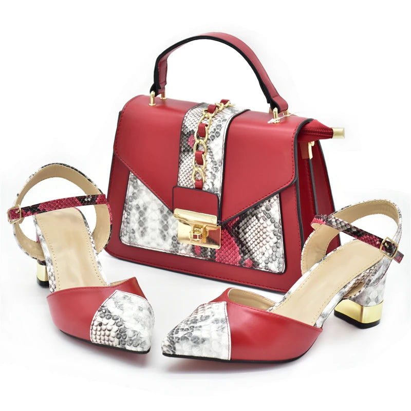 Latest Design Matching Nigerian Party Shoes and Bags for Ladies Patent Leather Shoes for Women Sandals African Bag and Shoe Sets