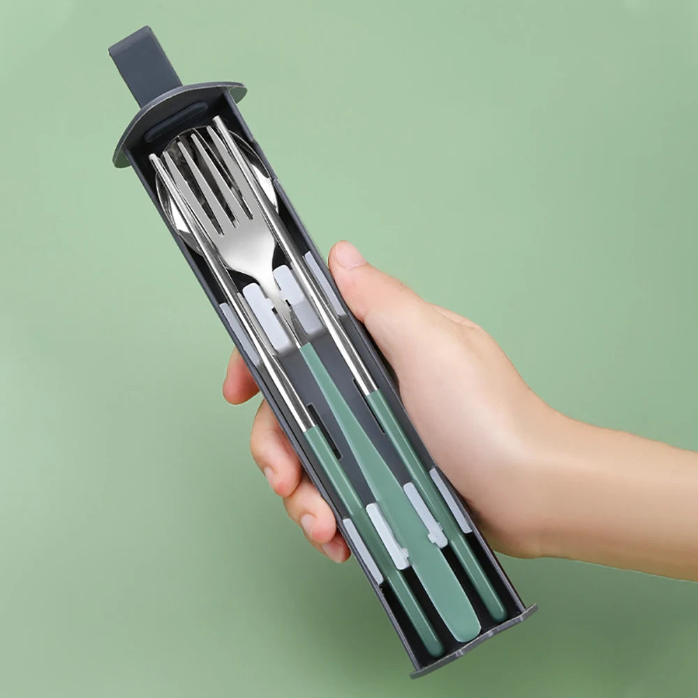 2/3Pcs Colorful Dinnerware Set 304 Stainless Steel Cutlery Set Kitchen Portable Tableware Set Chopsticks Fork Spoon Dinner Set