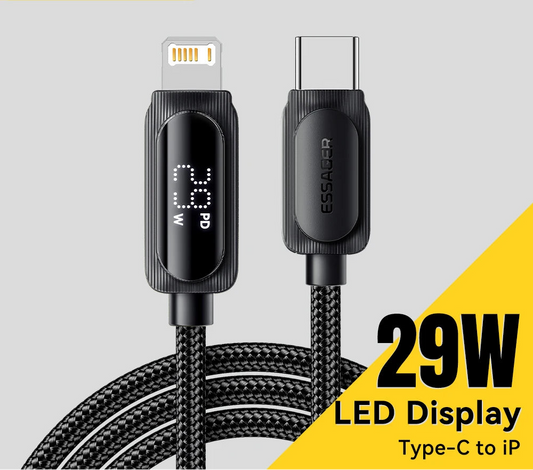 USB-C to Lightning Cable with Digital Display (29W PD Fast Charging)