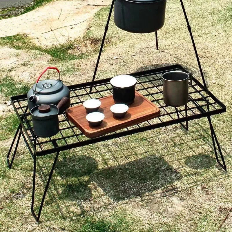 Foldable Camping Table, Outdoor Barbecue Iron Table, Tea Cooking, Picnic Backy Mini Desk, Portable Aluminum Alloy