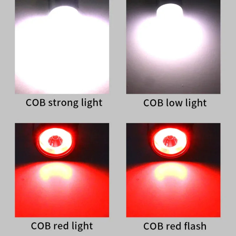 XPG + COB Multifunction Headlamp Rechargeable Magnetic Clip Light Camping Work Torch with Red Light
