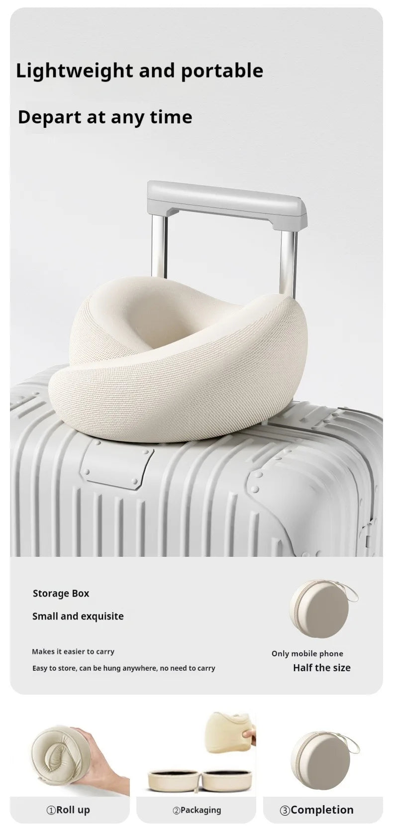 U-Shaped Neck Pillow Neck Support Slow Rebound Adjustable Travel Neck Pillow Washable Memory Foam Sleep Nap Pillows Travel Use
