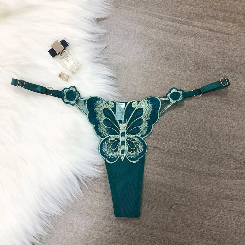 Customized Letters Butterfly Women G String Underwear Thongs Ladies Lace Briefs Transparent