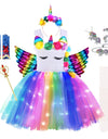 Girl Unicorn Dresses for Girls Tutu Princess Party Dresses with LED Lights Flower Birthday Party Cosplay Costume Girls Clothing
