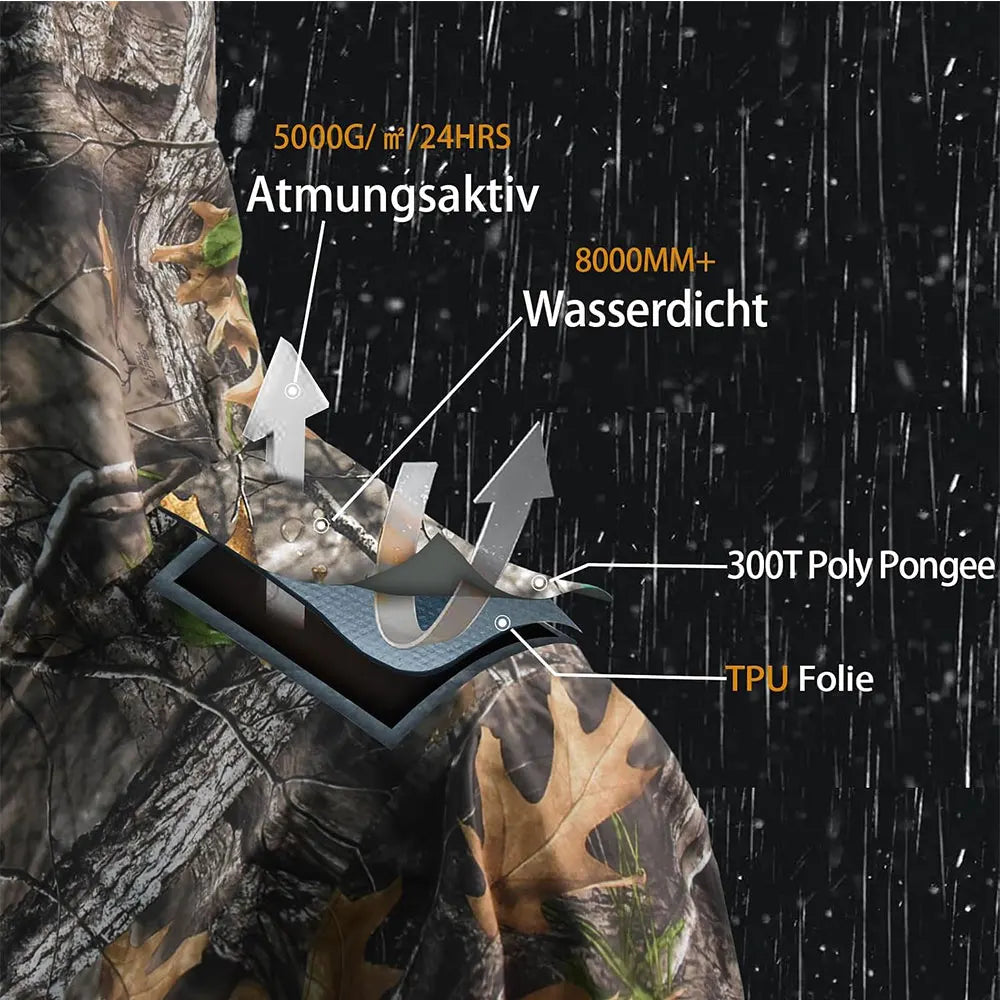 Camouflage Waterproof Folding Rain Poncho for Fishing Hiking and Camping
