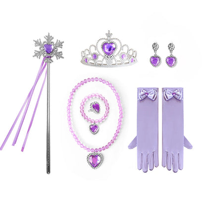 Rapunzel Princess Accessories Gloves Wand Crown Jewelry Set  Kid Wig Necklace Braid for Princess Dress Clothing Cosplay Dress UP