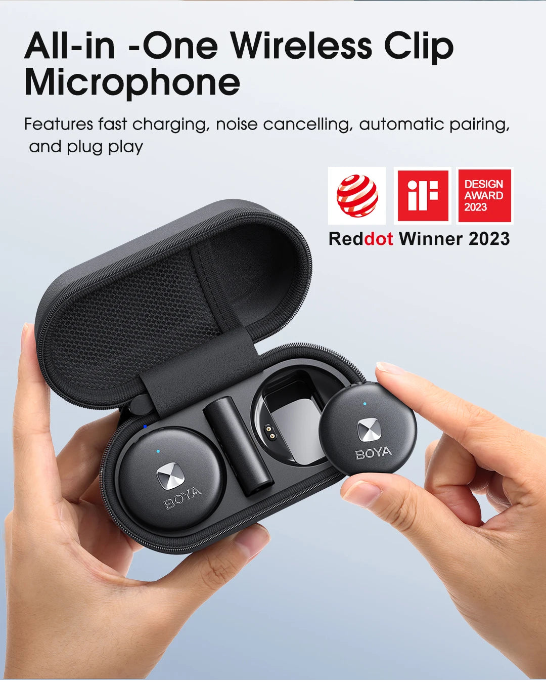 Omic 2-in-1 Wireless Lavalier Lapel Microphone for iPhone Android Smartphones Type-C Youtube Video Recording Streaming Vlog