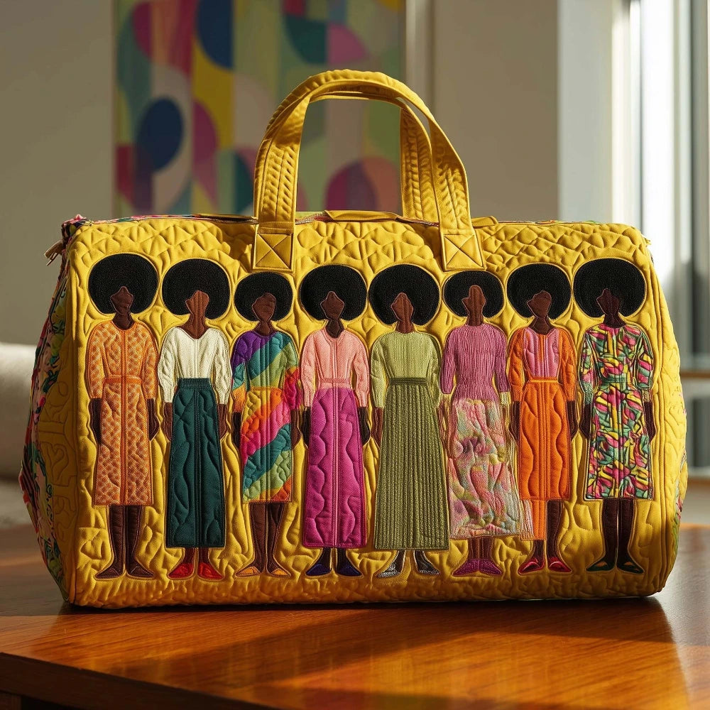 3D Puff Print Travel Tote Bag Quilted Women Silhouette Retro Pop Art Elegant Floral Duffle Weekender Gym Yoga Overnight Bags