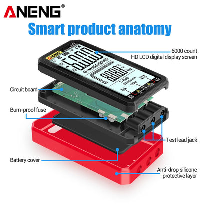 6000 Counts Digital Smart Multimeter Transistor Testers True RMS Auto Electrical Capacitance Meter Temp Resistance