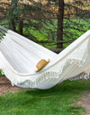 Premium Cotton Canvas Hammock with Woven Tassels for Home, Bedroom, Patio, Porch, Yard, Beach 2 Person Bohemia Style