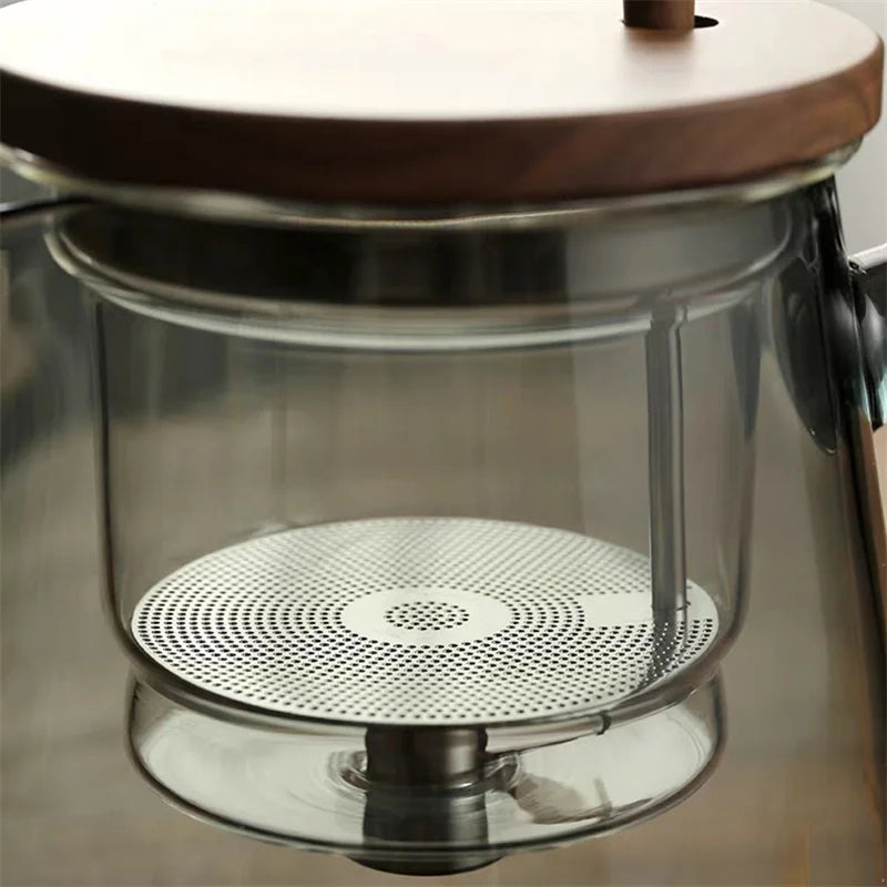 Easy One Click Tea Separation Filtration Glass Teapots With Wood Handle 850ml Tea Water Separation Tea Pot With Infuser Filter