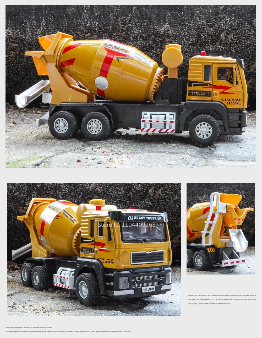 1:40 Electric Cement Mixer Truck Model Toy Alloy Diecast Sound Light Pull Back Engineering Vehicle Models for Boys Gifts