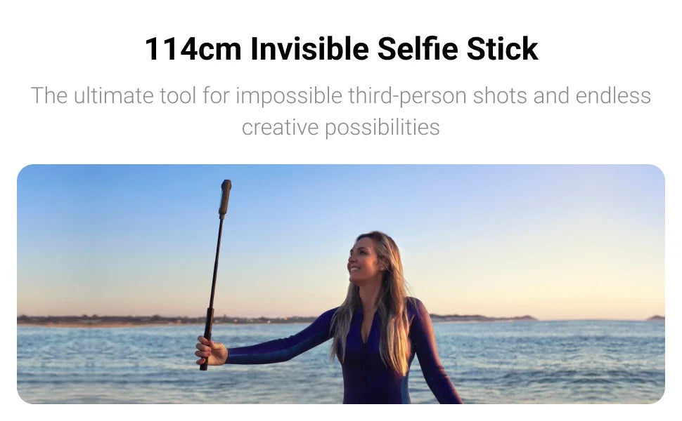 114cm Invisible Selfie Stick for Insta360 X5 X4 X3 GO 3S Ace Pro ONE RS