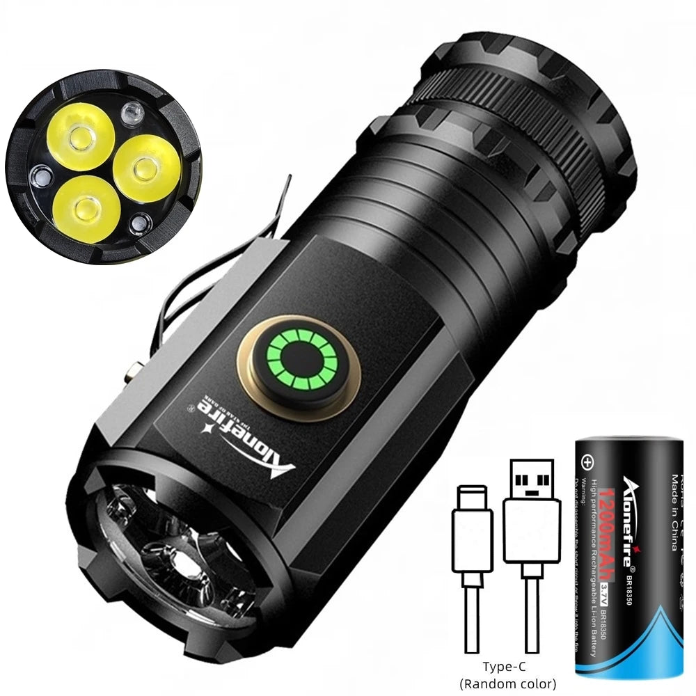 Mini 3 LED Rechargeable Flashlight With Magnetic Base