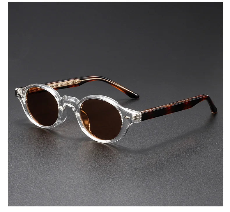 Vintage Oval Acetate Sunglasses With UV400 Protection