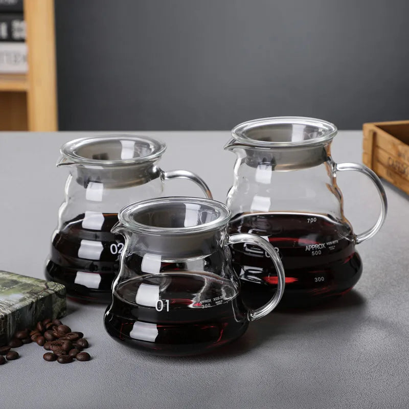 300/500/700ml Glass Coffee Pot With Filter Drip Brewing Hot Brewer Cloud Shaped Kettle Coffee Brewer Utensils Clear Teapot