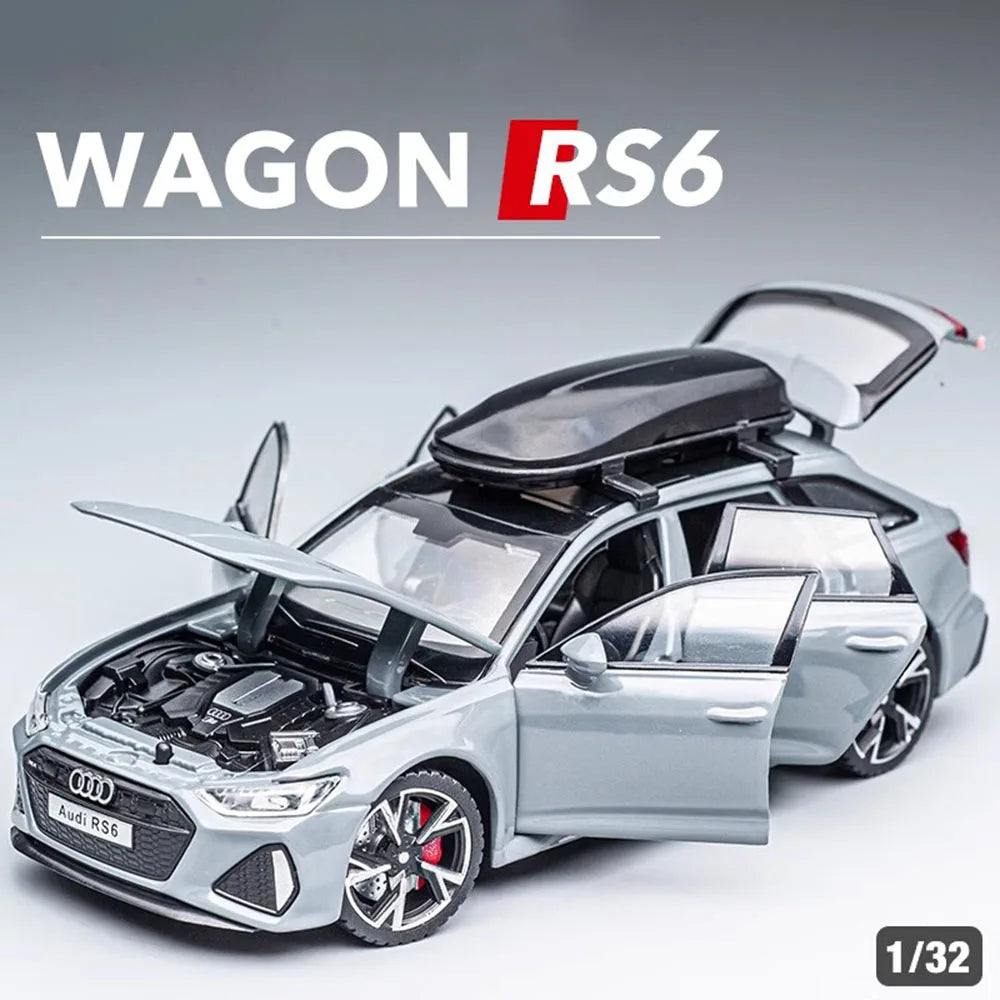 1:32 Scale RS6 RS7 Car Model Toy Alloy Diecast Doors Opened Simulation Sound Light Pull Back Vehicle Models Ornaments Boys Gifts