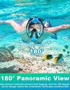 Full Face Snorkel Mask with Latest Dry Top Breathing System Detachable Camera Mount for Adults Panoramic View Anti-Leak Anti-Fog