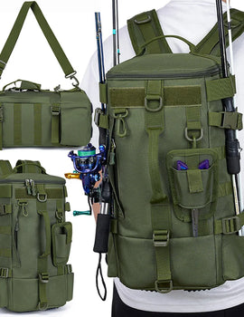 Large Capacity Fishing Gear Storage Backpack Fishing Bag Wet Dry Separation Splash-proof LUYA Bag Hiking Fishing Camping Packs