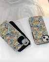 Romantic Wildflower Boho Embroidery Phone Case for iPhone 16 15 Pro Max Plus – 2 in 1 Hard Protection