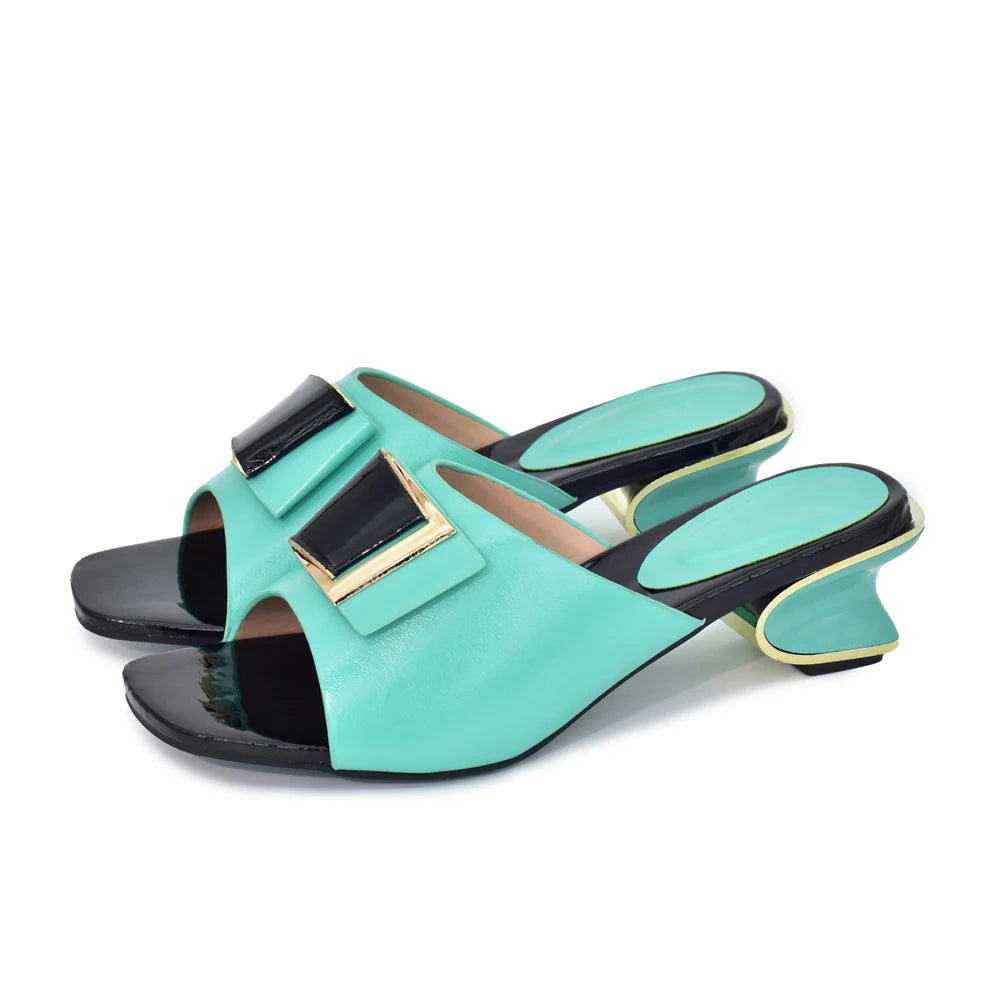 African Women Wedding Shoes Decorated with Rhinestone Italian Pumps Women Shoe Ladies Sandals with Heels Party Pumps