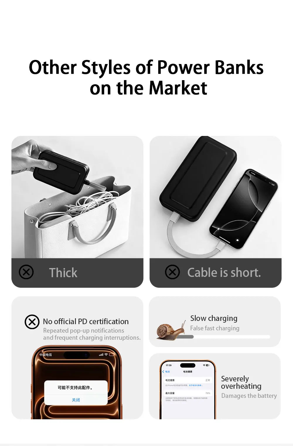 40W Fast Charging Protable 10000mAh PowerBank Gallium Nitride With 70cm Retractable Type-C Cable for iPhone 17 16 Xiaomi Huawei