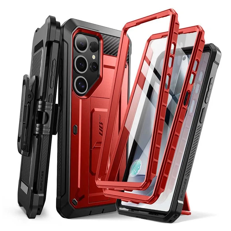 For Samsung Galaxy S25 Ultra Case UB Pro Full-Body Dual Layer Rugged Belt-Clip Phone Case with Built-in Screen Protector