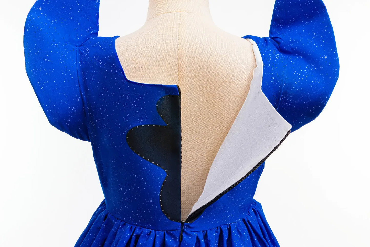 Blue Princess Dress with Cartoon Ear Decor and Glitter Skirt