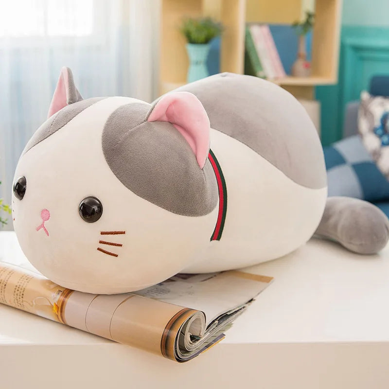 Kawaii Plush Toy Cute Cat Pillow Stuffed Doll Soft Cuddly Animal for Kids Birthday Gift Perfect Sleep Companion and Pet Style