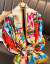 Silk Soft Scarf Women Stylish Print Long Shawl Handkerchief Summer Elegant Travel Wrap Hot