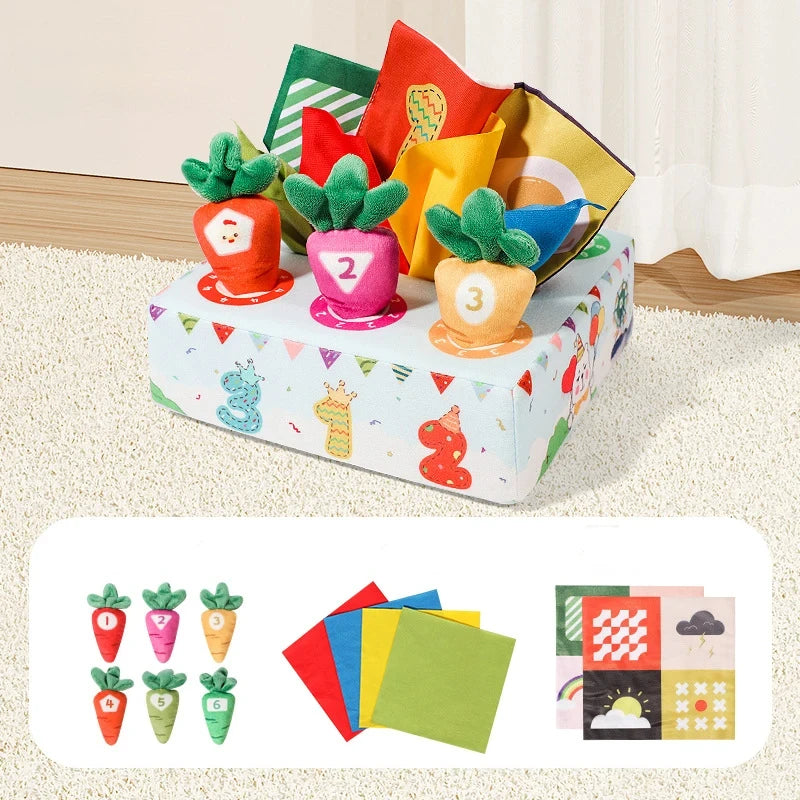 Toys 0 12 Month Tissue Box Pull Out Radish Toy Games s Fine Motor Skills Toys Montessori Early Learning Sensory Toy