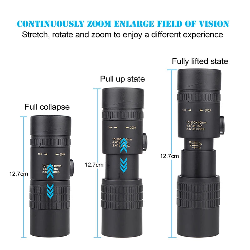Outdoor 300X40 Zoom Len Spin Monoculars Professional Long Range Telescope Mobile Phone Photo Binoculars